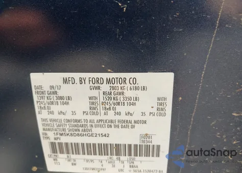 2017 Ford Explorer Xlt z USA, uszkodzony, nr VIN 1FM5K8D86HGE21542